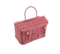 Gogogmee Cestino Intrecciato in Rattan Sintetico con Manici Cesto Portaoggetti Versatile per Picnic Giardino e Uso Esterno Cesta Porta Fiori e Bomboniere per Matrimoni Design Vintage