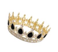 Gogogmee Corona Barocca Cristalli a Goccia per Sposa Nero, Accessorio per Chioma in Lega Resistente allo Sbiadimento, Elegante per Matrimoni e Feste Danzanti