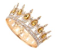 Gogogmee Corona Barocca da Sposa in Cristallo con Strass Goccia e Cristalli Rotondi Cerchietto Elegante per Capelli da Nozze Costume Party e Compleanno Principessa Accessorio Vintage Dorato