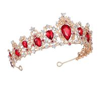 Gogogmee Corona da Sposa Rossa e Diadema di Corona da Regina Fascia per Capelli Accessori per Capelli per Matrimonio Festa di Compleanno Ballo di Fine Anno