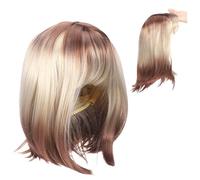 Gogogmee Corta Dritta Donna Fibra Sintetica Resistente Alte Temperature Bob con Riga Centrale per Feste Cosplay e Quotidiano Stile Naturale e Facile Manutenzione