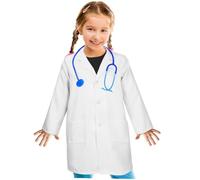 Gogogmee Costume Camice Bianco con Stetoscopio Cappotto da Dottore per Tasche Grandi per Giochi Ruolo Feste e Cosplay