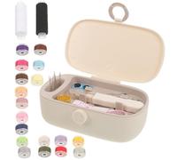 Gogogmee Cucito con Scatola Porta Accessori Organizer Multi Scomparti per Ago e Filo Kit Ricamo Compatto per Principianti e Appassionati Plastica Resistente Bianco-Grigio