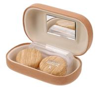 Gogogmee Custodia per Lenti a Contatto in Pelle Vintage Doppio Scomparto Anello di Tenuta Anti-Perdita Specchio Interno e Scatola Portatile Leggera per Occhi in Viaggio