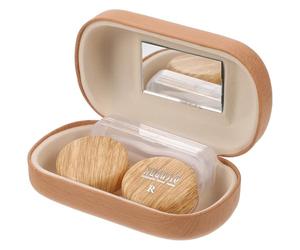 Gogogmee Custodia per Lenti a Contatto in Pelle Vintage Doppio Scomparto Anello di Tenuta Anti-Perdita Specchio Interno e Scatola Portatile Leggera per Occhi in Viaggio