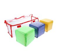 Gogogmee Dadi con Tasca Educativi 3 Pezzi Cubi Giganti in Materiale Sicuro e Portatile per Apprendimento Prima Infanzia, Gioco Didattico per Matematica, Alfabeto e Forme, per Classe e Uso