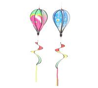 Gogogmee Decorazione da Giardino a Forma di Mongolfiera e Mulino a Vento Colorato da Esterno 2 Pezzi, Ciondoli Rotanti e PVC per Patio, Cortile e Festa Design Luminoso e Leggero