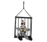 Gogogmee Decorazione Halloween Scheletro Pirata Luminoso in Gabbia Prigioniero con Sensore Sonoro per Spaventosa Esterno