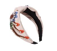 Gogogmee Fascia Per Retrò Con Ricami in Strass - Fascia Per Da Donna E Ragazza Elegante Copricapo in Raso Con Perline Perfetta Per Feste E Balli.