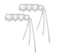 Gogogmee Fermagli per Chioma a Forma di Cuore Strass Set da 2 Pezzi Nappe Morsetti per Frangia Lisci e Lucidi Accessori per Chioma Femminili per Uso Quotidiano e Regalo