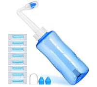 Gogogmee Flacone per Lavaggio Nasale 500 Ml con Valvola Automatica, Bottiglia Detergente Antiscivolo per Irrigazione Nasale con Bustine di Sale, Dispositivo di Pulizia e Allergie, Uso
