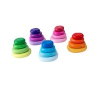 Gogogmee Giocattoli Educativi in Legno 20 Pezzi Blocchi di Pietra Impilabili Colorati Gioco per per Coordinazione Occhio-Mano e Sviluppo Creativo Adatti per Attività Didattiche e