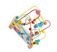 Gogogmee Giocattolo Educativo Labirinto di Perline in Legno per Stimola Intelligenza e Coordinazione Occhio-Mano Perline Colorate a Tema Vita Marina Gioco Precoce per Sviluppo Cognitivo