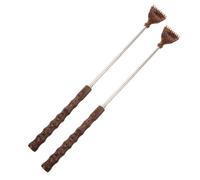 Gogogmee Grattaschiena Telescopico in Legno Resistente 2 Pezzi con Manico lungo Ergonomico Grattaschiena Portatile Estensibile per Adulti e Anziani Bastoncino Antiprurito da Viaggio per