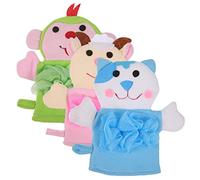 Gogogmee Guanti Da Bagno Per Bambini a Forma Di Animali 3 Pezzi in Rete Pe e Spugna Delicata Per Pelli Sensibili Schiuma Ricca e Massaggio Corpo Per Bagnetto Quotidiano Dei Neonati