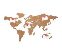 Gogogmee Mappa del Mondo da Parete in Sughero Autoadesiva Pannello Decorativo Rustico Bacheca Adesiva Mappa Murale in Legno per Arredamento Casa e Ufficio Artigianato Naturale