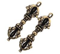 Gogogmee Mini Pestello Vajra in Ottone Tibetano 2 Pezzi, Ornamenti Decorativi per Casa e Ufficio, Intaglio Raffinato e Design Unico per Regalo e Collezione Artigianale