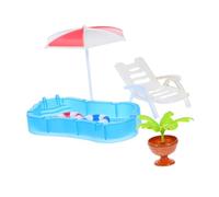 Gogogmee Mini Piscina Da Spiaggia Decorazioni Galleggianti Per Piscina Forma Di Sirena Accessori in Miniatura Per Casa Delle Bambole Mini Piante Giocattolo Sedia Salvagente e Ombrellone Per