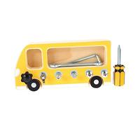 Gogogmee Pannello Montessori in Legno Educativo Forma Autobus Colorato per Sviluppo Motricità Fine e Coordinazione Prescolare Sicuro e Divertente