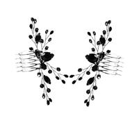 Gogogmee Pettini per Chioma da Sposa Neri Strass 2 Pezzi, Accessori Decorativi Laterali Leggeri e Resistenti per Acconciature Nuziali, Copricapo Elegante per Festa e Addio al Nubilato