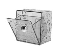 Gogogmee Porta Dischetti Struccanti Trasparente Grigio con Coperchio Ribaltabile Organizer Cosmetico da Parete per Cotone Bastoncini e Lucidalabbra Custodia Compatta Resistente e Elegante