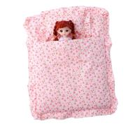 Gogogmee Sacco Nanna Miniatura per Casa delle Bambole Coperta Fragola in Tessuto Accessorio Decorativo Dettagliato e Realistico per Camera da Letto in Miniatura