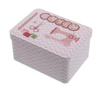 Gogogmee Scatola di Metallo con Coperchio Incernierato per Cucito, Organizer Compatto Portatile per Accessori da Cucire, Mini Contenitore in Latta Rettangolare per Fili, Aghi e Forniture