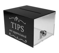 Gogogmee Scatola per Mance in Acrilico con Serratura, Contenitore per Donazioni e Suggerimenti con Fessura, Cassetta Chiusa a Chiave ad Alta Capacità per Bar e Ristoranti