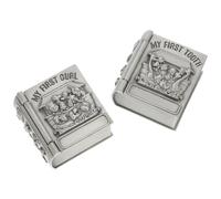 Gogogmee Scatole Porta Denti da Latte per Bambini in Metallo Argento, 2 Pezzi, Contenitori Pratici per Chioma Lanugo e Denti, come Regalo di Compleanno