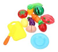 Gogogmee Set 13 Pezzi Giocattoli da Cucina Finti, Frutta e Verdura di Simulazione Coltello e Tagliere, Giocattolo Educativo per Gioco di Finzione e Apprendimento Sensoriale