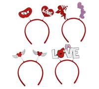 Gogogmee Set 4 Cerchietti Decorativi a Forma di Cuore per San Copricapo d'Amore Glitterato Leggero Fasce per Feste e Accessorio Chioma Donna per Eventi e Party