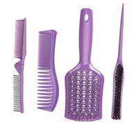 Gogogmee Set 4 Pezzi Pettine Professionale Multifunzione Porpora Resistente al Calore in Ps e Abs per Saloni di Acconciatura e Taglio Chioma