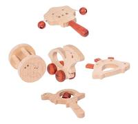 Gogogmee Set 5 Pezzi Sonagli in Legno per Ragazzo Ragazza Giocattoli Sonaglio a Mano Sicuri e Levigati Stimolazione Musicale e Presa per Piccoli Regalo Educativo per Primi Mesi