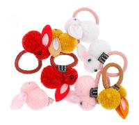 Gogogmee Set 8 Pezzi Elastici e Fermagli per Chioma a Forma di Coniglietto di Peluche Fascia Elastica Morbida per Accessori per Acconciature Quotidiane e Feste Pasquali
