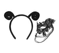 Gogogmee Set Da 2 Pezzi Con Maschera Di Carnevale E Fascia Per Con Antenna Tentacoli Neri E Decorazioni A Farfalla Cerchietto Per Da Festival