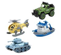 Gogogmee Set da 4 Giocattoli da Assemblare per Modelli Fai da Te di Carri Armati Navi da Guerra Elicotteri e Suv Cacciavite Decorazioni Educative per Stimolare Abilità Pratiche e
