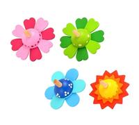 Gogogmee Set da 4 Giocattoli Giroscopici in Legno a Forma di Fiore, Giocattoli Cognitivi Rotanti, Gioco Educativo per Sviluppo Coordinazione Occhio-mano e Attività Indoor