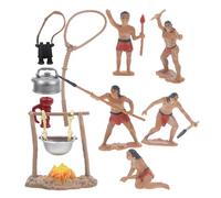 Gogogmee Set da Gioco Mini Uomini Primitivi in Plastica, 10 Pezzi Attrezzi da Campeggio Decorativi, Giocattolo da Esterno, Accessori per Micro Paesaggi e Giochi di Simulazione