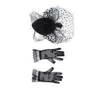 Gogogmee Set Di Guanti E Cappelli in Garza Retrò Copricapo in Rete Per Banchetti Elegante Accessorio Per Da Festa E Da Matrimonio