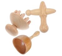 Gogogmee Set Massaggiatore in Legno Manico Antiscivolo per Massaggi Corporei, Massaggio al Capo e Terapia Strumenti in Legno per Uso in Ufficio e Viaggio