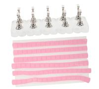 Gogogmee Supporto per Manicure in Acrilico con Base Rettangolare e Bordo Opaco Porta Unghie per Pratica con Dots in Argento e Perle di Argilla Rosa Espositore per Nail Art da Salone e Casa