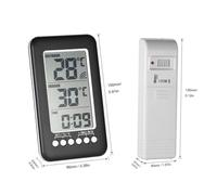 Gogogmee Termometro Digitale Wireless Interno Esterno con Allarme Alta Bassa Temperatura Schermo LCD Compatto Sensore Portatile per Casa Frigorifero e Congelatore Funzione Orologio