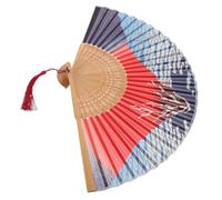 Gogogmee Ventaglio da Mano in Seta e bambù Resistente Giapponese Vintage Portatile e Leggero per Donne e Matrimoni