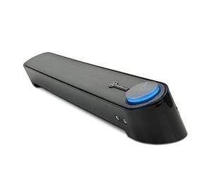GOgroove Barra di Suono Soundbar Computer USB Altoparlante Subwoofer Passivo con Design Angolato per una Proiezione Potente del Suono, Jack da 3.5mm per Cuffie + Microfono e Controllo Volume - Nero