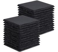 GOH DODD - Set di 24 sottobicchieri in ardesia, 10 cm, colore nero, con incisione laser e fondo antigraffio, per casa, ufficio, cucina, inaugurazione della casa, regali di inaugurazione della casa