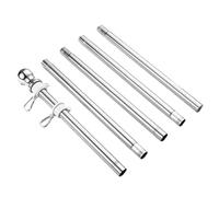 GOHAPY Supporto per Supporto Bandiera Supporto for Bandiera da Veranda Retrattile 6 Piedi in Acciaio Inox, Supporto for Asta portabandiera telescopico con Attacco Fisso, 1 pezz0(Silver White)