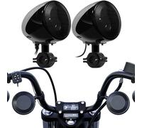 GoHawk AN4 Gen.2 - Amplificatore integrato all-in-one da 10,2 cm, impermeabile, Bluetooth, altoparlanti stereo per moto, sistema audio con AUX da 7/8 a 1-1/4 bar Harley ATV RZR UTV 4 ruote (AN4 nero)