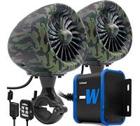 GoHawk TJ4-W - Amplificatore impermeabile mimetico da 4 pollici, altoparlanti stereo Bluetooth per moto, da 1 a 1,25 pollici, montaggio su manubrio, sistema di amplificazione audio, Harley Touring