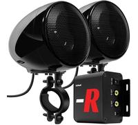 GoHawk TN4-R Amplifier 4" Full Range Waterproof Bluetooth Motorcycle Stereo Speakers 1 to 1.5 in. Handlebar Mount Audio Amp System Harley Touring Cruiser ATV UTV RZR, AUX, FM Radio