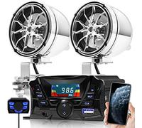 GoHawk TS3 - Altoparlanti Bluetooth resistenti alle intemperie per moto, 7/8-3,2 cm, montaggio su manubrio, lettore musicale MP3, sistema di amplificazione stereo, ATV, AUX, USB, Micro SD, radio FM a